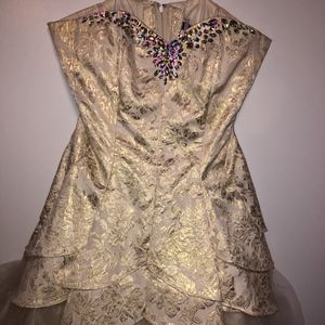 Gold and Cream Homecoming dress with jewels